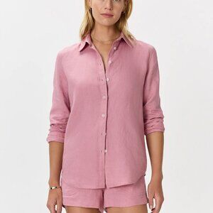 Quince 100% European Linen Long Sleeve Shirt Coastal Grandma Mauve - Small